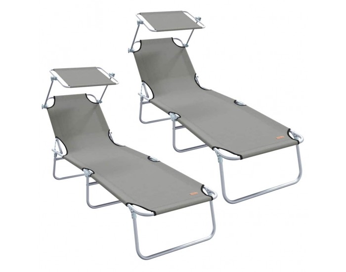Sonata H Шезлонг 2-човек 2 pcs Сив 58 x 188 x 77см текстил