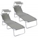 Sonata H Шезлонг 2-човек 2 pcs Сив 58 x 188 x 77см текстил