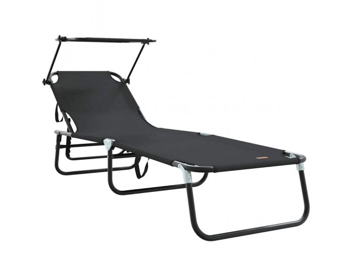 Sonata H Сгъваем шезлонг с възглавница Черно 56 x 190 x 81cm текстил
