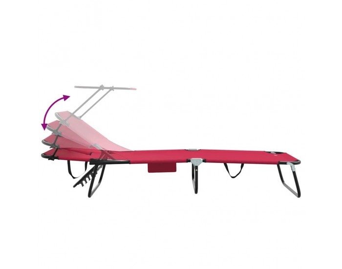 Sonata H Сгъваем шезлонг с възглавница Червено 56 x 190 x 81cm текстил