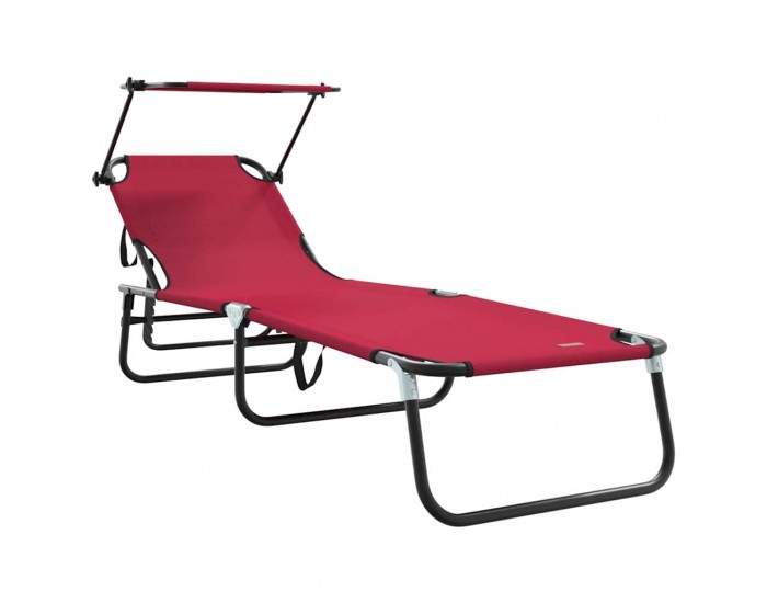 Sonata H Сгъваем шезлонг с възглавница Червено 56 x 190 x 81cm текстил