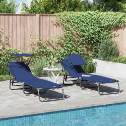 Sonata H Сгъваем шезлонг 2-човек 2 pcs Синьо 56 x 190 x 81cm текстил - Șezlonguri