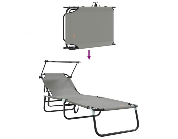 Sonata H Сгъваем шезлонг с възглавница 2 pcs Сив 56 x 190 x 81cm текстил