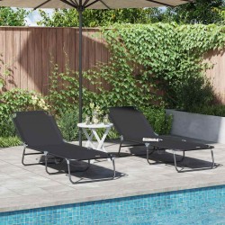 Sonata H Сгъваем шезлонг 2-човек 2 pcs Черно 56 x 189 x 87см текстил - Șezlonguri