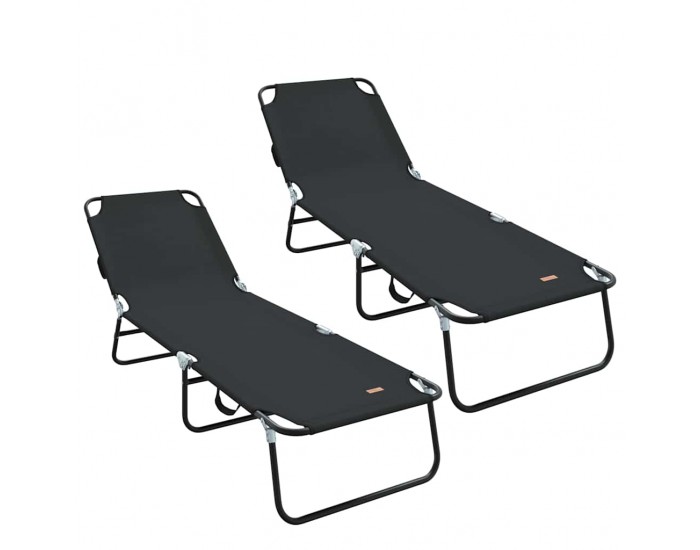 Sonata H Сгъваем шезлонг 2-човек 2 pcs Черно 56 x 189 x 87см текстил