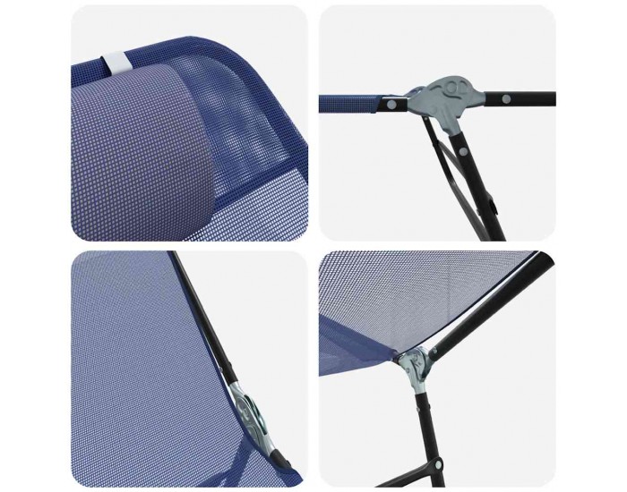 Sonata H Сгъваем шезлонг 1-човек Нейви 182 x 55 x 85.5 см Textilene