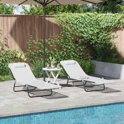 Sonata H Сгъваем шезлонг 2-човек 2 pcs Крем 182 x 55 x 85.5 см Textilene - Șezlonguri