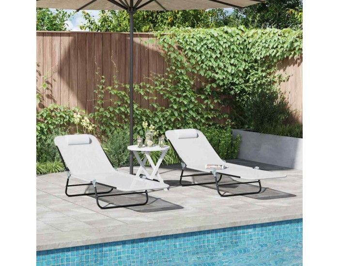 Sonata H Сгъваем шезлонг 2-човек 2 pcs Крем 182 x 55 x 85.5 см Textilene
