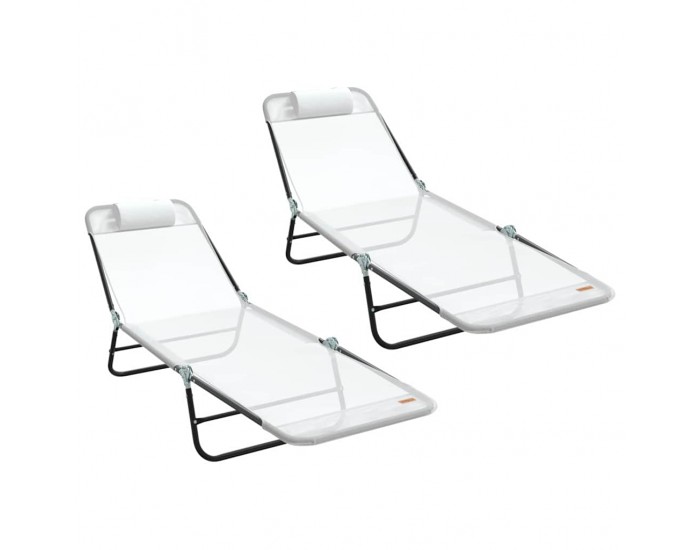 Sonata H Сгъваем шезлонг 2-човек 2 pcs Крем 182 x 55 x 85.5 см Textilene