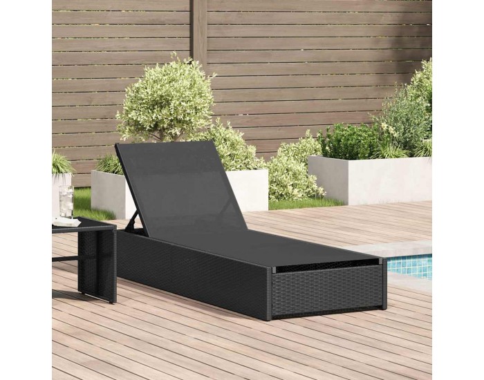 Sonata H Шезлонг с възглавница 1-човек Черно 60 x 200 x 27см полиратан
