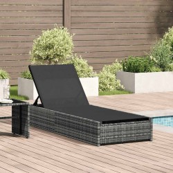 Sonata H Шезлонг с възглавница 1-човек Сив 60 x 200 x 27см полиратан - Șezlonguri