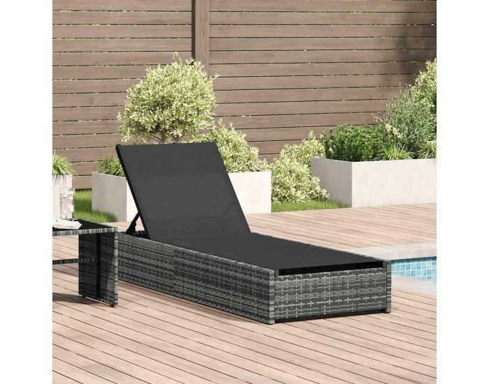 Sonata H Шезлонг с възглавница 1-човек Сив 60 x 200 x 27см полиратан