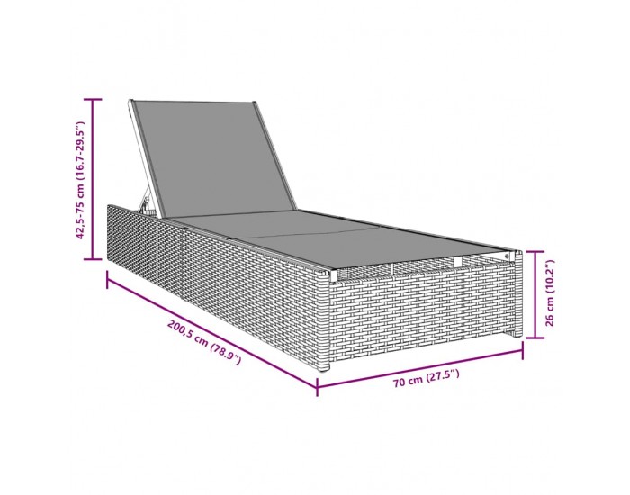 Sonata H Шезлонг с възглавница 1-човек Бежово 60 x 200 x 27см полиратан