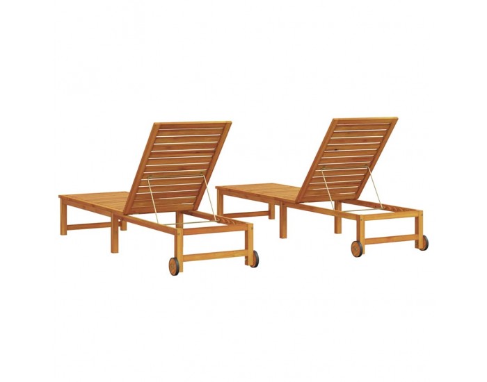 Sonata H Шезлонг 2 pcs Кафяво 53 x 202 x 89см Масивна акациева дървесина