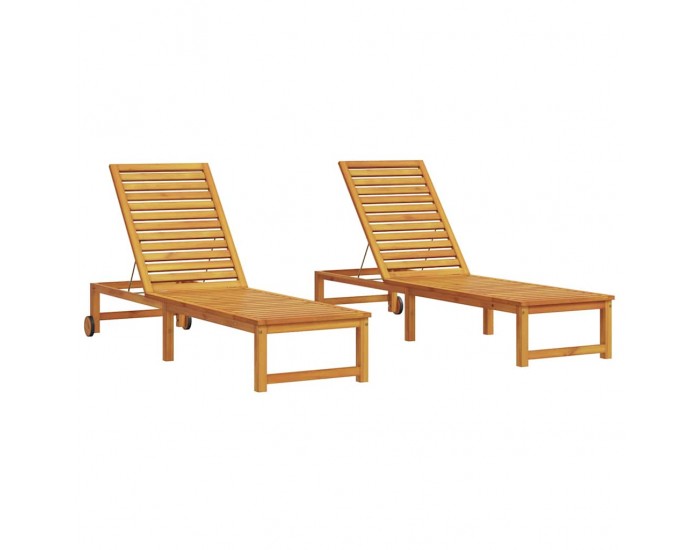 Sonata H Шезлонг 2 pcs Кафяво 53 x 202 x 89см Масивна акациева дървесина
