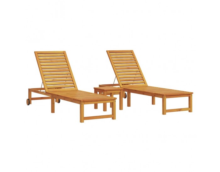 Sonata H Шезлонг 3 pcs Кафяво 35 x 35 x 34см Масивна акациева дървесина