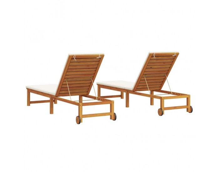 Sonata H Шезлонг 2 pcs Кафяво 53 x 202 x 89см Масивна акациева дървесина