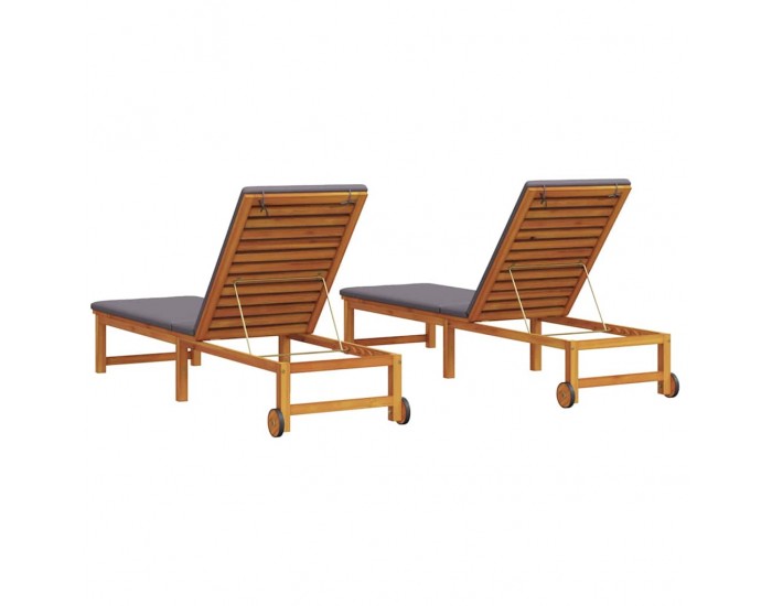 Sonata H Шезлонг 2 pcs Кафяво 53 x 202 x 89см Масивна акациева дървесина
