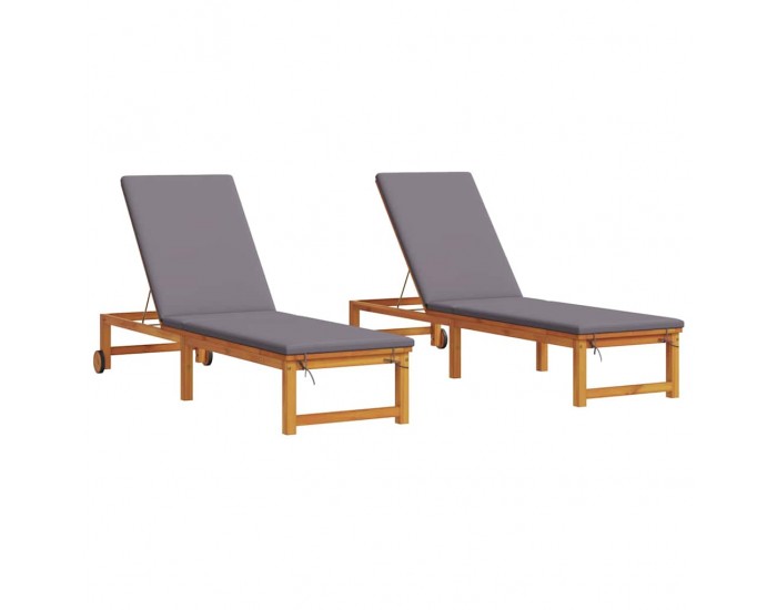 Sonata H Шезлонг 2 pcs Кафяво 53 x 202 x 89см Масивна акациева дървесина