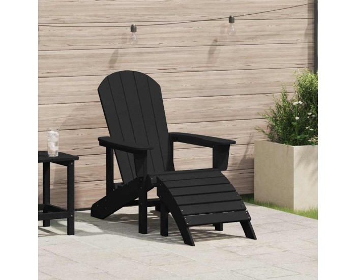Sonata H Стол Adirondack с подложка за крака Черен HDPE