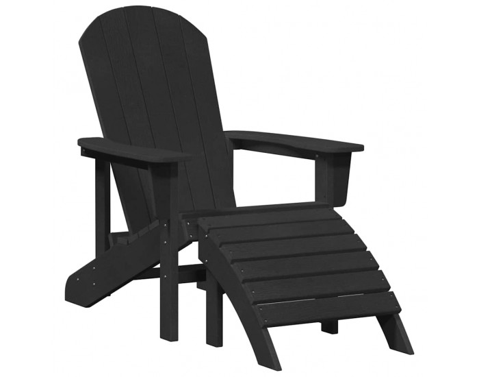 Sonata H Стол Adirondack с подложка за крака Черен HDPE