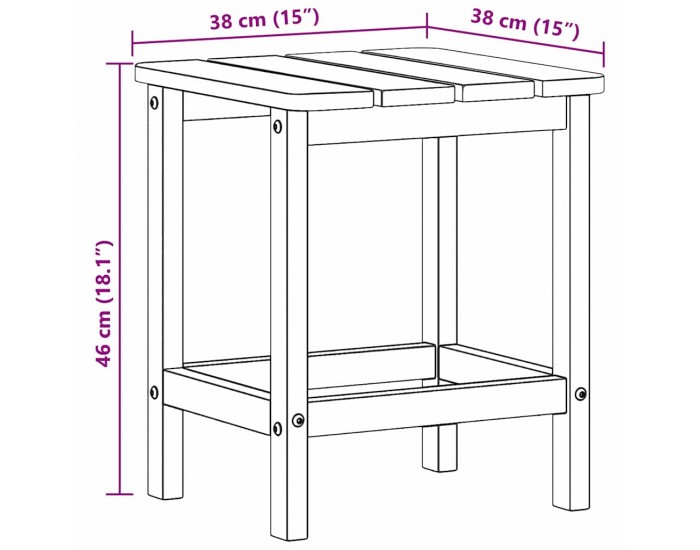 Sonata H Странична маса Adirondack Нейви синьо 38 x 38 x 46 см HDPE