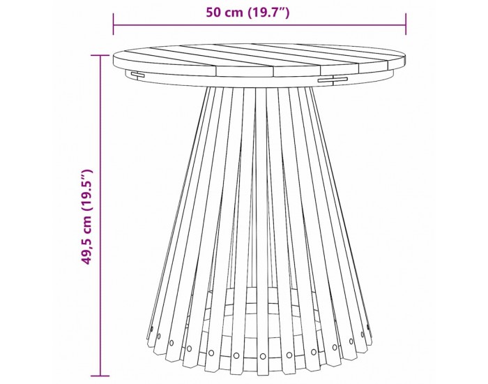 Sonata H Градинна маса отстрани Кафяво 50 x 50 x 49.5 см