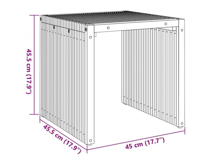 Sonata H Странична масичка за градина Кафяво 45 x 42.5 x 45 см
