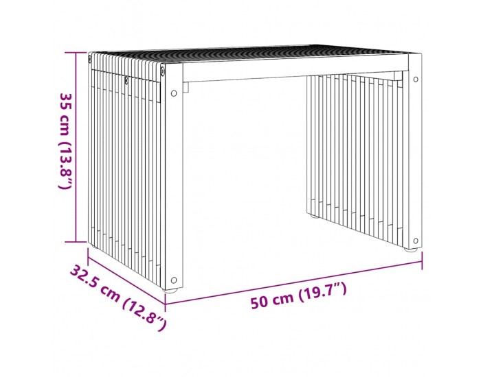Sonata H Странична масичка за градина Кафяво 50 x 32.5 x 35 см