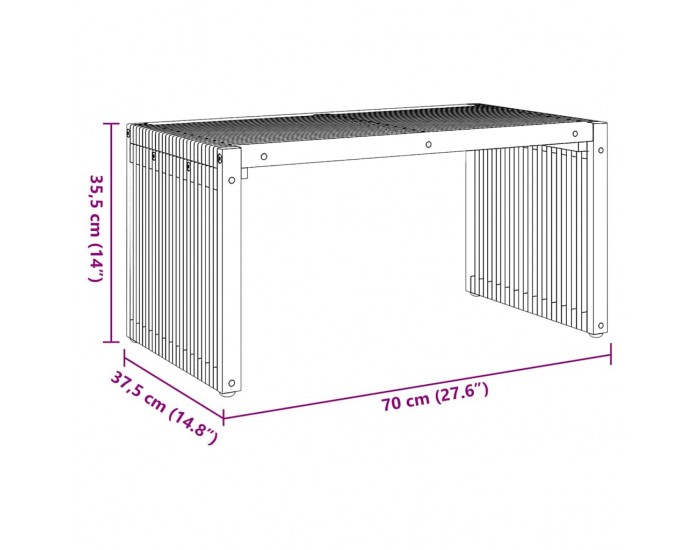 Sonata H Странична масичка за градина Кафяво 70 x 37.5 x 35.5 см