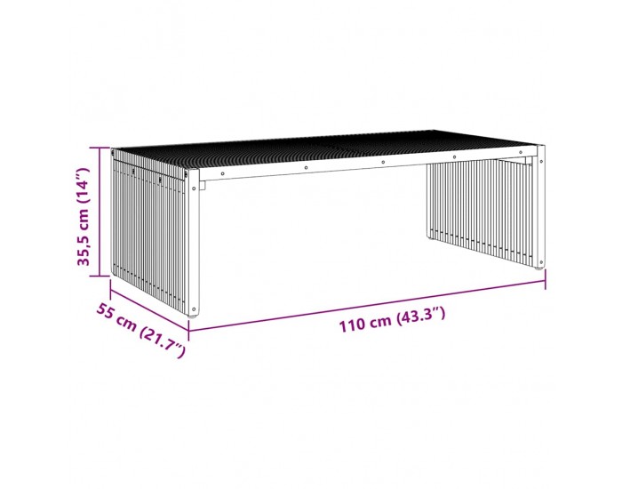 Sonata H Странична масичка за градина Кафяво 110 x 55 x 35.5 см