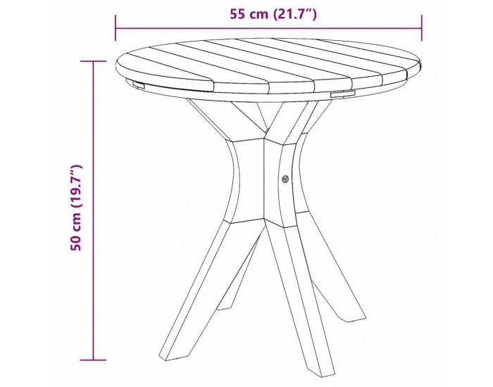 Sonata H Масичка за кафе Кафяво 55 x 55 x 51 см Тиково дърво масив