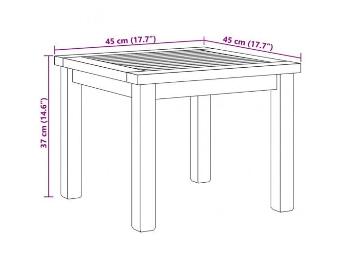 Sonata H Масичка за кафе Кафяво 45 x 45 x 36 cm Тиково дърво масив