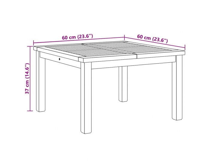 Sonata H Масичка за кафе Кафяво 60 x 60 x 36 cm Тиково дърво масив