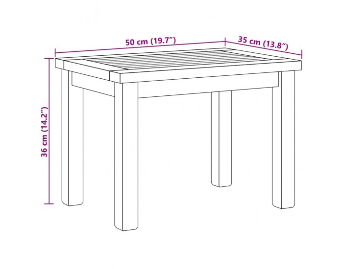 Sonata H Масичка за кафе Кафяво 50 x 35 x 36 cm Тиково дърво масив