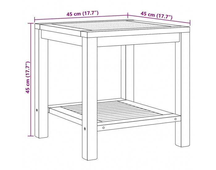 Sonata H Масичка за кафе Кафяво 45 x 45 x 45 cm Тиково дърво масив