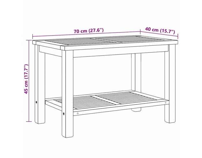 Sonata H Масичка за кафе Кафяво 70 x 40 x 45 см Тиково дърво масив