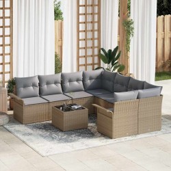 Sonata H 9-частов Градински Диван Комплект с Възглавници Бежов Поли Ратан - Seturi pentru exterior