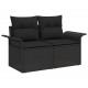 Sonata H Комплект градински диван от 7 части с възглавници Черен Поли Ратан