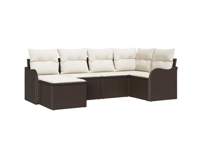 Sonata Set de canapele pentru grădină cu pernă 6 pcs Maro Rattan poli