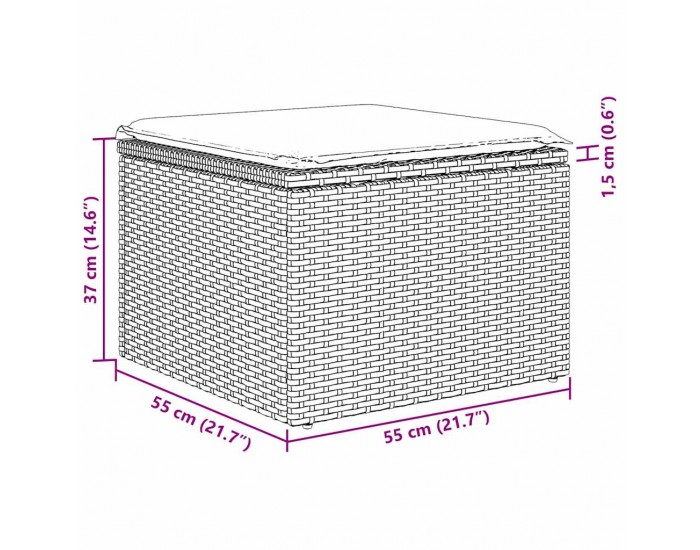 Комплект градински диван Sonata H от 8 части с възглавници Светлосиво Полиестерен ратан