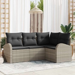 Sonata H 4 Частен Комплект Градински Диван с Възглавници Светлосив Полипропиленов Ратан - Seturi pentru exterior