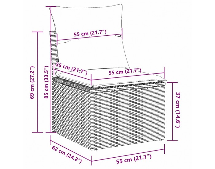 Sonata H 11 Частен Комплект Градински Диван с Възглавници в Бежов Полиратан