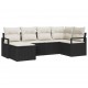 Комплект градински диван Sonata H от 6 части с възглавници Черен Полиратан