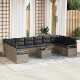 Sonata H 11 Piece Garden Sofa Set with Cushions Grey Poly Rattan