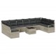 Sonata H 11 Piece Garden Sofa Set with Cushions Grey Poly Rattan