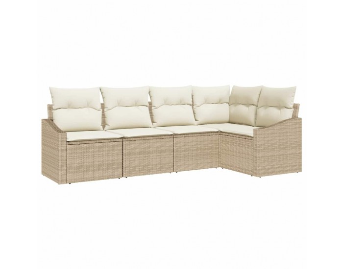Sonata H 5 части комплект градински диван с възглавници бежов полиестерен ратан