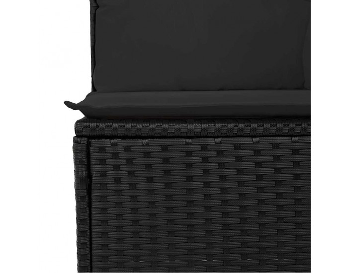Sonata H Комплект от 6 градински диван с възглавници Черен поли ратан