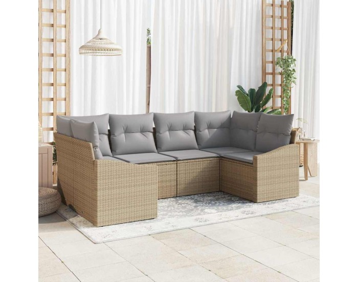 Sonata H Комплект градински диван 6 части Бежов Poly Rattan