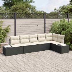 Sonata H 6 Piece Garden Sofa Set with Cushions Black Poly Rattan - Seturi pentru exterior